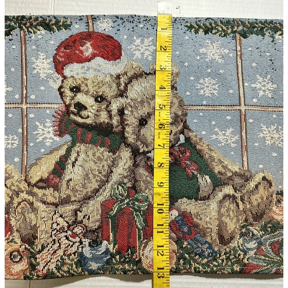 Christmas Teddy Bears Table Runner Ornaments Presents Home Decor Festive 13x70
